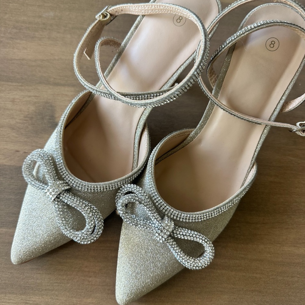 Glitter ankle strap heels  size 8